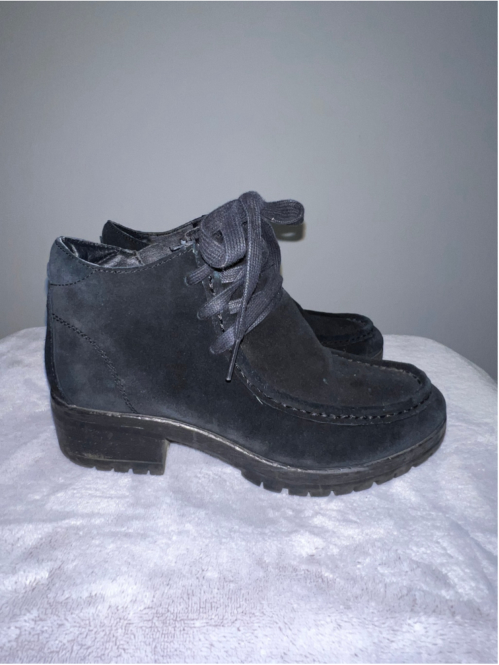 SALVIA Black Cow Suede Chunky Waterproof Boots 37